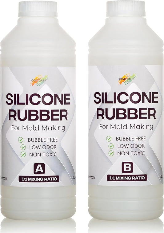 Silicone Rubber Kit 18A for DIY Mold Making (70.4 oz) - Super Elastic, Translucent, Fast Cure, Non-Toxic, 1:1 Ratio Liquid Silicone for Resin and 3D Molds (4.4 Pounds)