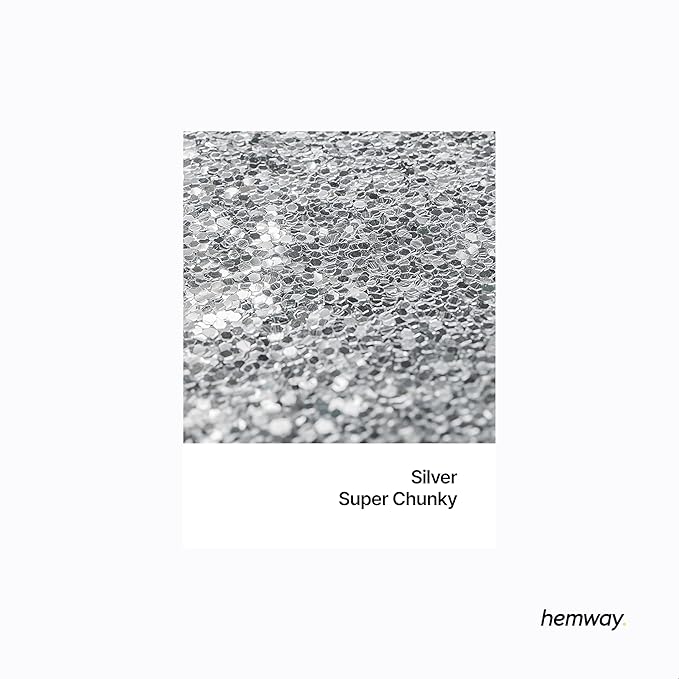 Hemway Glitter for Resin 100g Silver Metallic Crystals for Epoxy Craft Super Chunky Flakes Tumblers Wax Melt