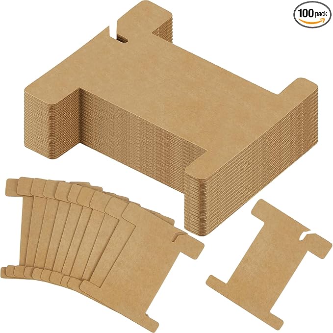 100 Pcs Ribbon Organizer Set Cardboard Ribbon Spools Embroidery Floss Holder Organizer Embroidery Thread Holder Empty Cardboard Yarn Bobbin for Cross Stitch Craft DIY Sewing