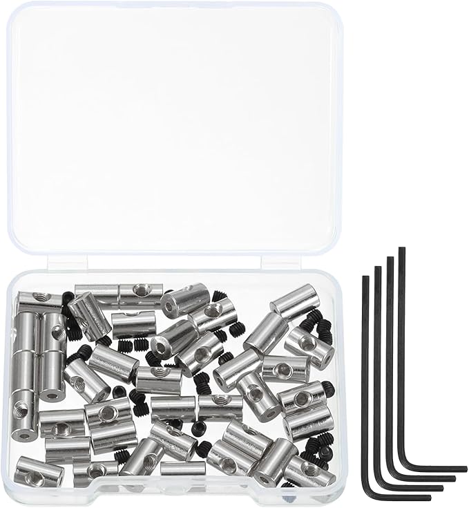MECCANIXITY 40 Pcs Metal Locking Pin Backs, Locking Pin Keepers Clasp 9mm(H) with 4 Wrench Replacement in Storage Case for Badge, Brooch, Silver Tone