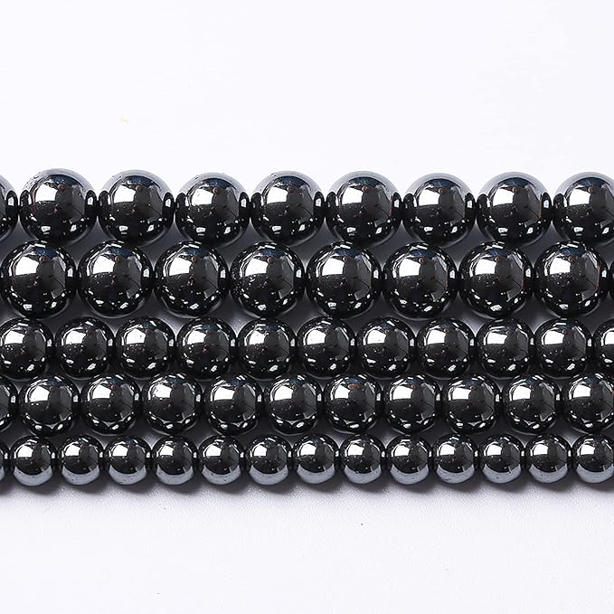36pcs 12mm AAA Black Hematite Beads Crystal Energy Stone Healing Power Natural Stone Gemstone Round Loose Beads for Jewelry Making DIY Bracelets