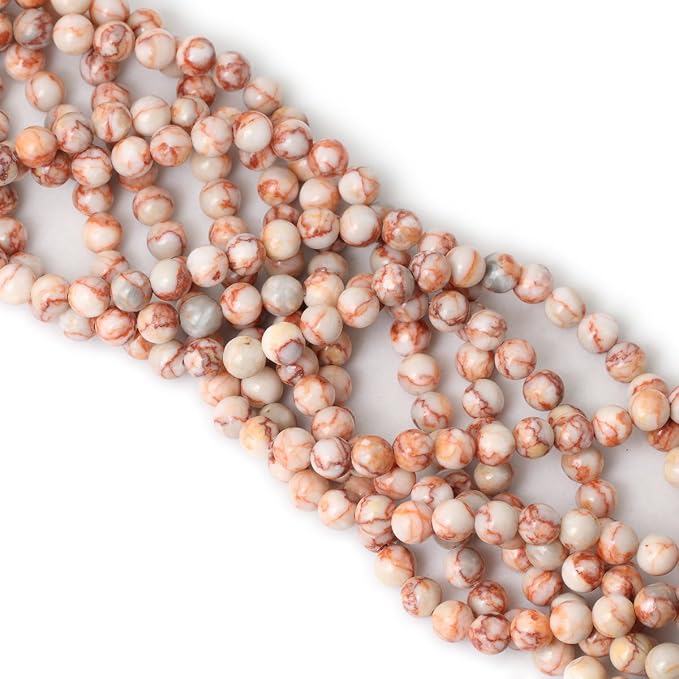 45PCS 8mm Natural Red Network Stone Round Loose Beads - Image 4