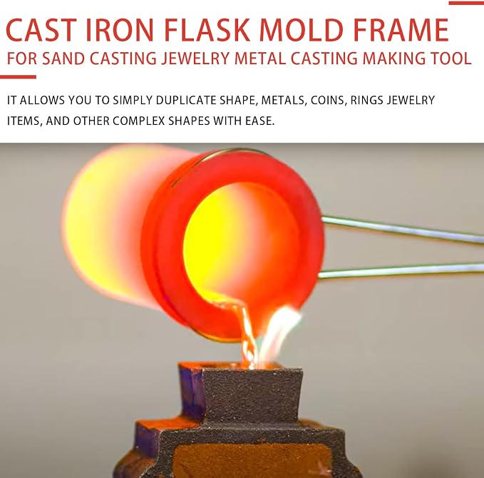 2-Part Cast Iron Flask Mold Frame - Image 2