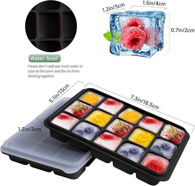 Tvmania Ice Cube Trays Set of 2, 15-Cube Silicone Molds - Image 3