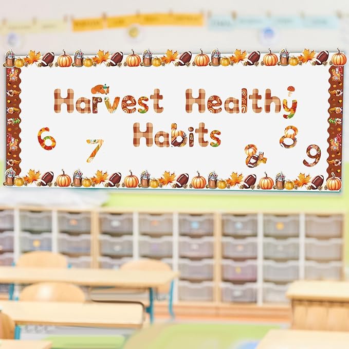 221 Pcs Bulletin Board Letters Round Alphabet Number Punctuation Symbol Combo Letter Cutouts Classroom Decoration for School Classroom Chalkboard Poster Board(Fall Round)