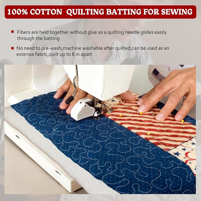 RRKTP Cotton Batting for Quilting，200 g/m² Lightweight Quilt Batting King - Image 6