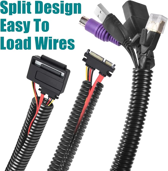 ALLWIN 10ft-1/4 10ft-3/8 10ft-1/2 Black Split Wire Loom Tubing Wire Conduit - Image 3