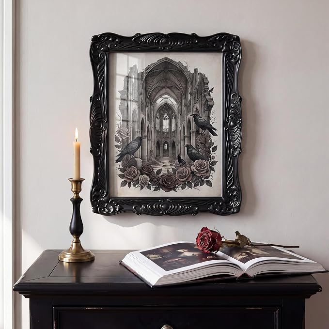 Cuspin Black Picture Frame 8x10 Gothic Frames, Vintage Handcrafted Resin Frame - Image 3
