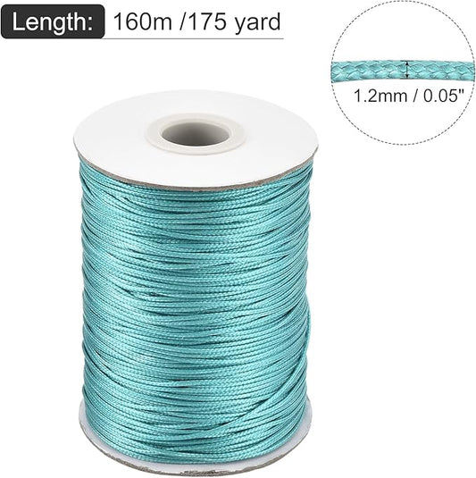 MECCANIXITY Waxed Cord 1.2mm Waxed Polyester Cord 175 Yard Wax String for Bracelet Making,Necklaces, Beading,Jewelry Making and DIY Crafts(Lake Blue)