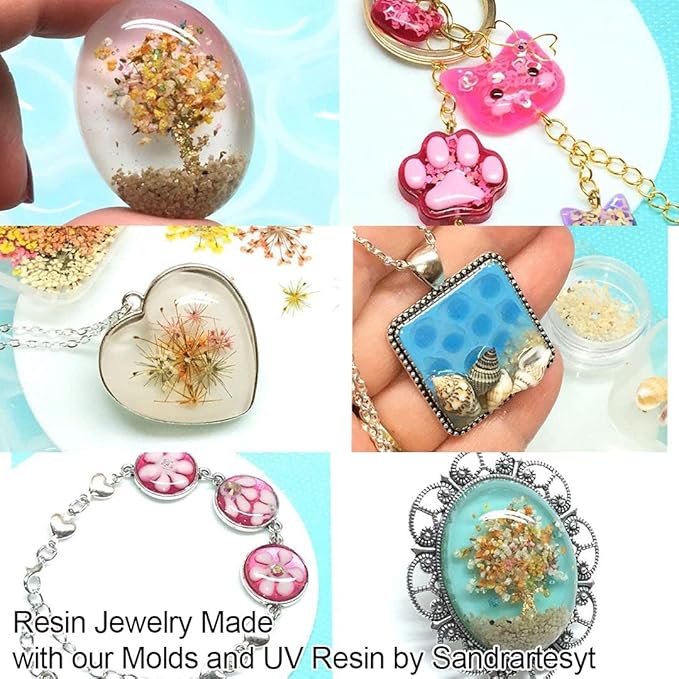 FUNSHOWCASE Cabochon Gem Silicone Mold 2 Trays for Resin Casting Jewelry Making