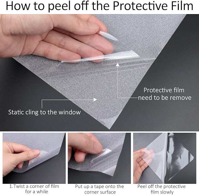 HIDBEA Frosted Window Privacy Film Non-Adhesive, Reusable Window Glass Films - Image 5