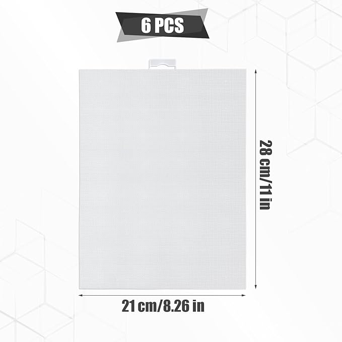 6pcs Plastic Mesh Canvas Sheets, 14 CT Clear - Image 2