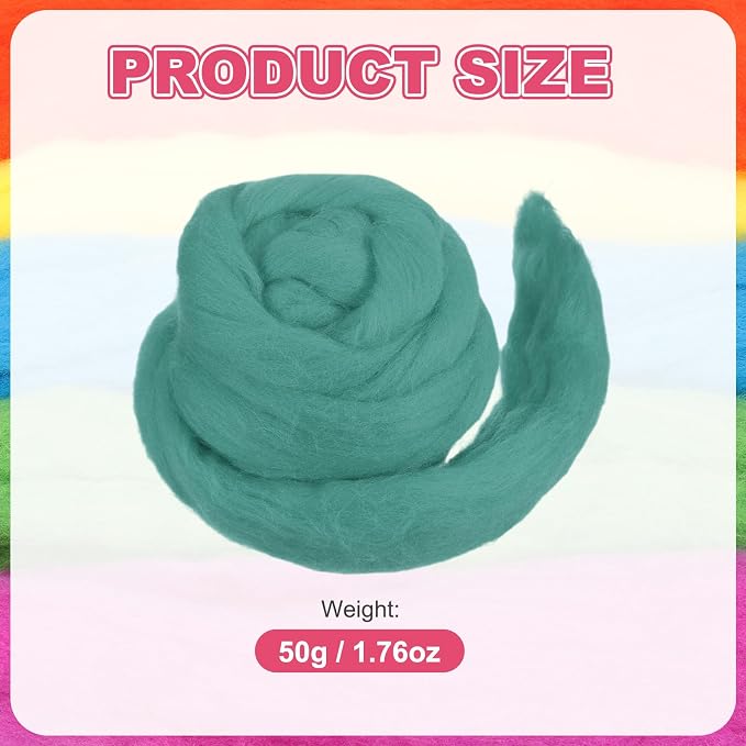 MECCANIXITY Wool Roving Yarn Soft Felting Wool 50g/1.76oz Pure Chunky Roving - Image 2