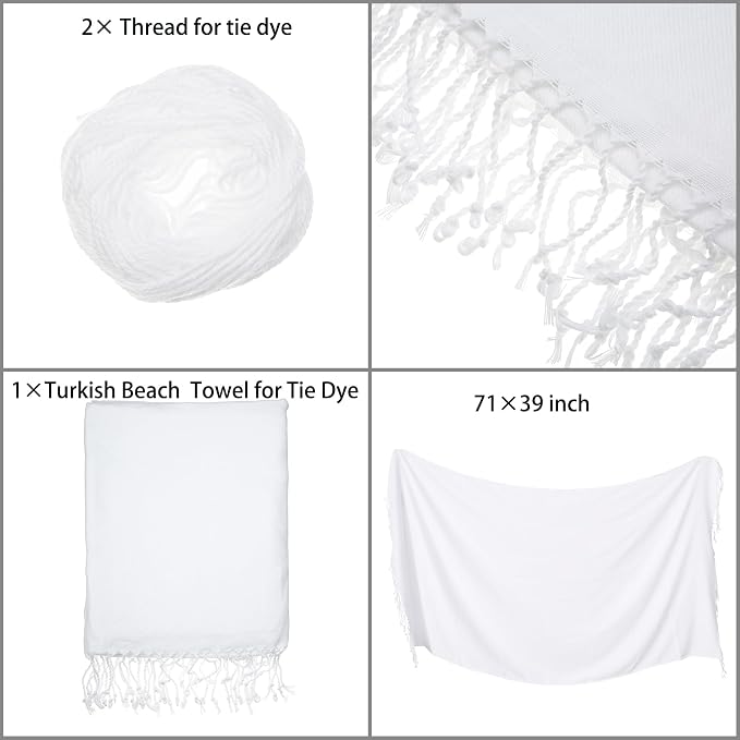 Dielianyi Turkish Beach Towels for Tie-dye Oversized White Beach Towel for tie - Image 5