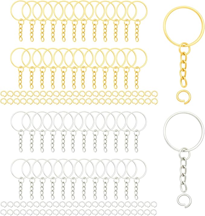 50Sets 1 inch Keychain Rings Split Round Key Ring by ZoloAJay