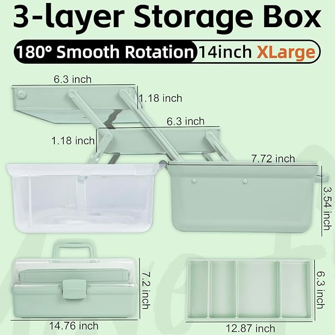 TERGOO 14in 3-Layer Multipurpose Craft Organizers and Storage - Image 2