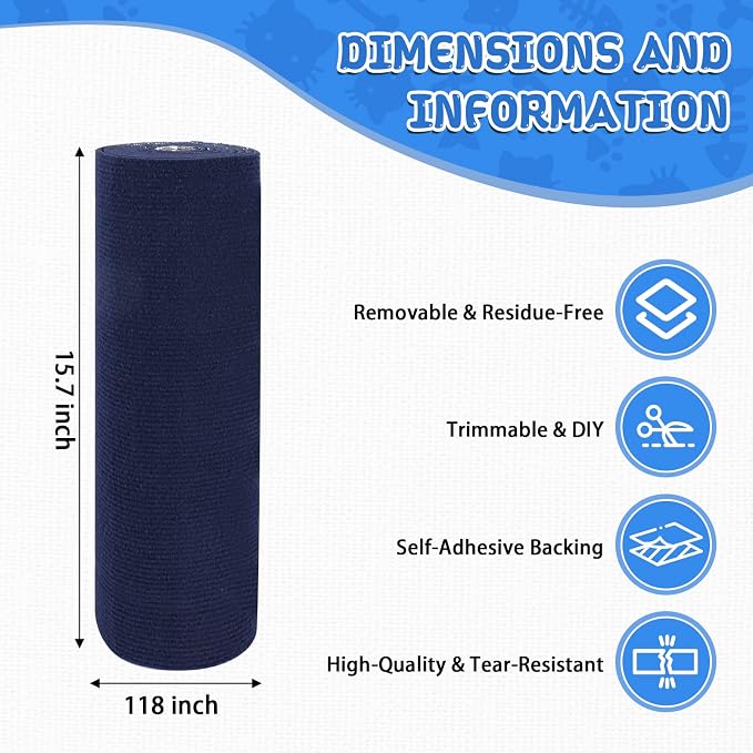 Climbing Cat Scratcher Mat Trimmable Cat Scratching Post Carpet 118’’x15.8’’ - Image 2
