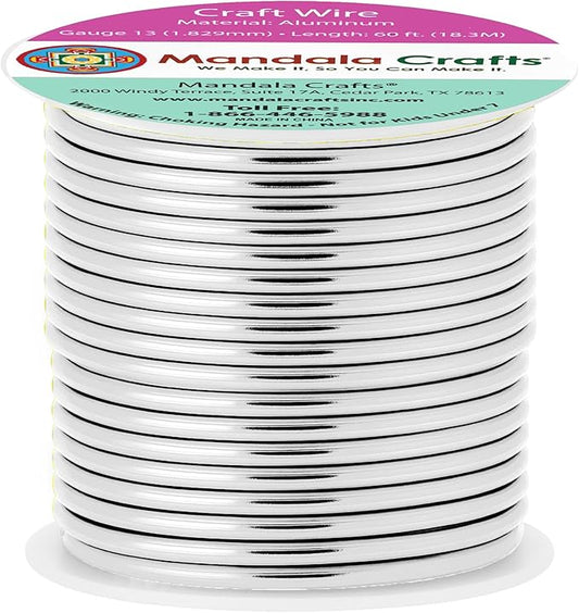 Mandala Crafts 13 Gauge Anodized Aluminum Craft Wire for Jewelry Making - 240 FT Colored Flexible Neutral Wire - Bendable for Bonsai Armature Crafting Sculpting