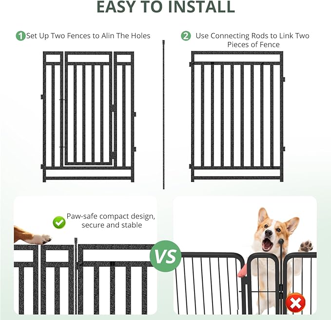 Dog Fence for Yard Outdoor Indoor Dog Playpen 40" Height 8 Panels Metal Dog Pen - Image 3