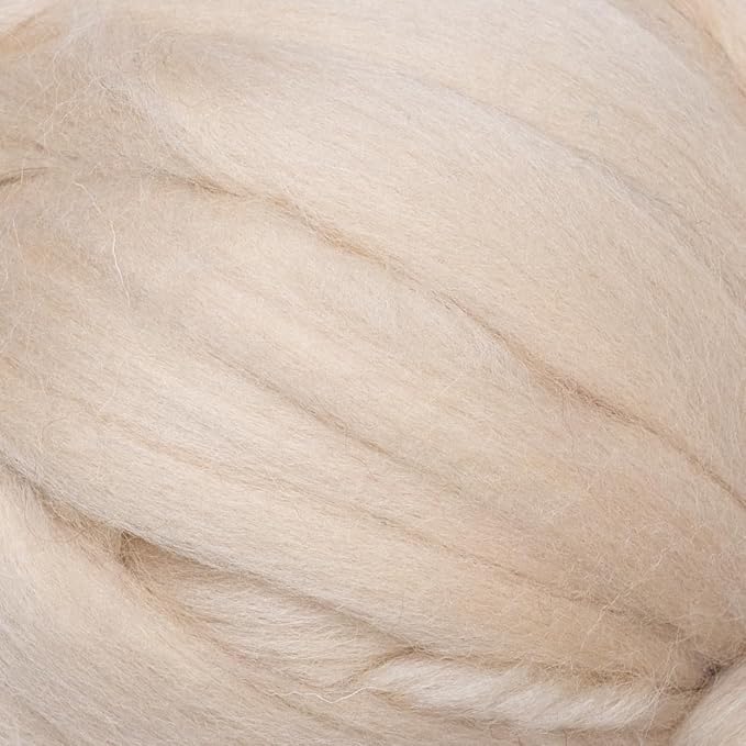 Cream Beige Wool Roving, 8 OZ. Best Wool - Image 2