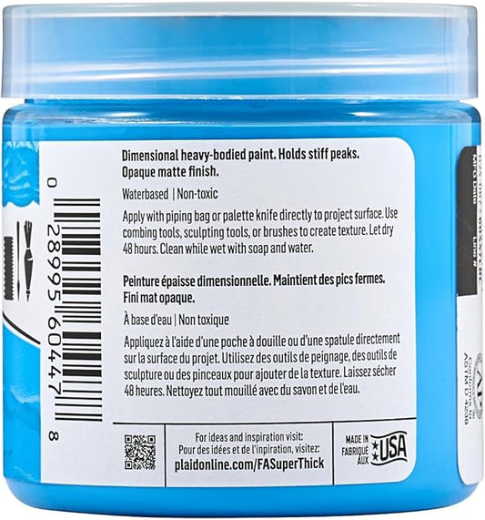 FolkArt Super Thick Acrylic Paint with a Textured Finish, Medium Blue, 4 oz