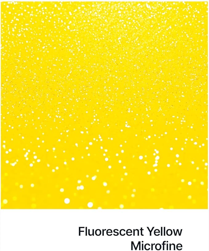Hemway Polyurethane & Epoxy Resin Glitter 100g / 3.5oz Metallic Crystal Flake Additive for Flooring Jewelry Tumblers Glass Pigment - Microfine (1/256" 0.004" 0.1mm) - Fluorescent Yellow