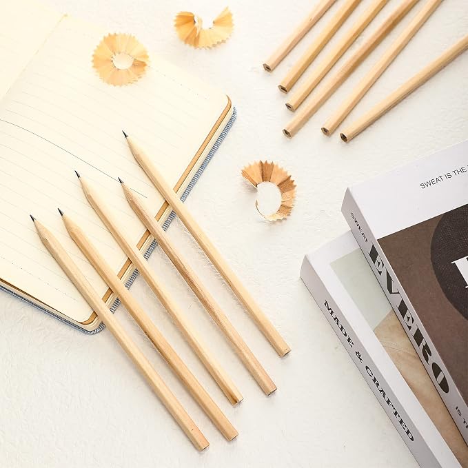Fumete 100 Pieces Wooden Hexagonal HB Pencils Bulk Without Erasers - Image 3