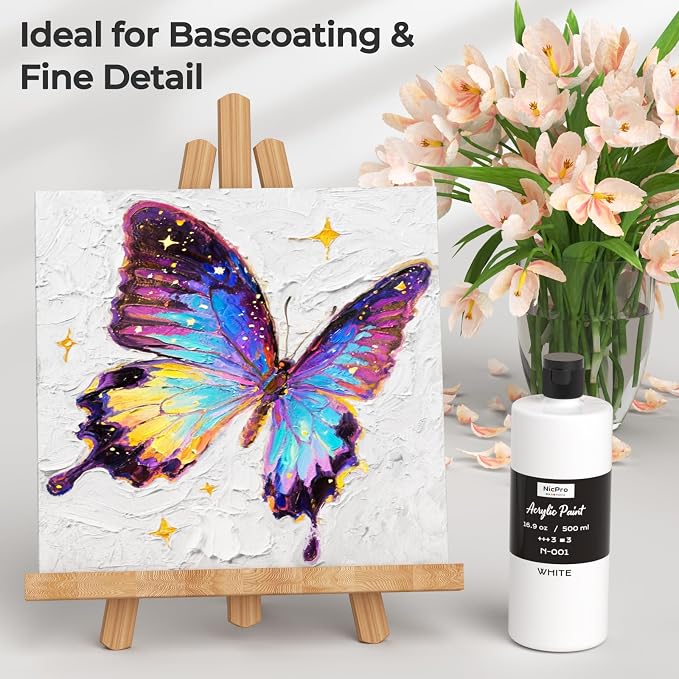 Nicpro 3 Pack White Large Acrylic Paint, Rich Pigments, Non Toxic Craft Paint - Image 5