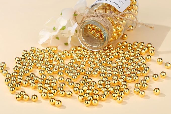 DUQGUHO 6mm Gold Beads for Jewelry Making Plastic Pearl Beads - Image 3