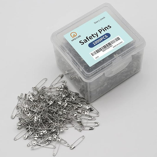 1000 Pcs Assorted Safety Pins, 1.1 Inch Rust-Resistant Steel Wire Silver Sewing Pins for Clothes & Crafts Use
