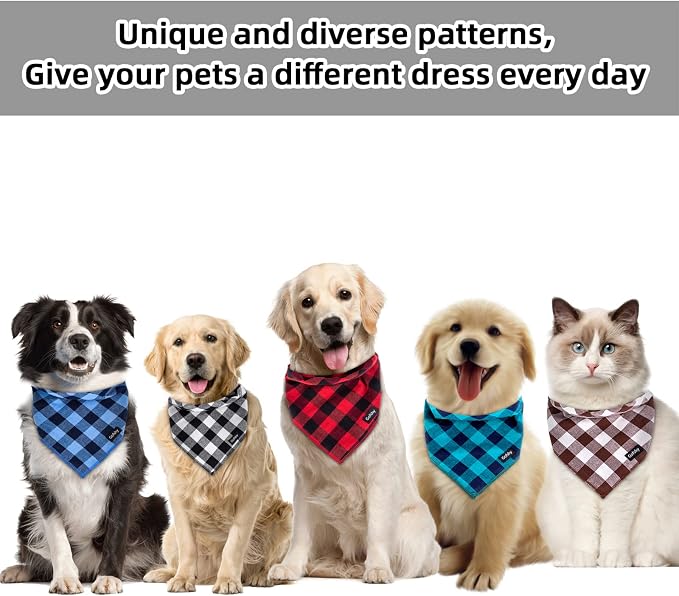 Buffalo Plaid Dog Bandanas Fall Christmas Small 6PCS Dog Gifts Red Blue Green - Image 7