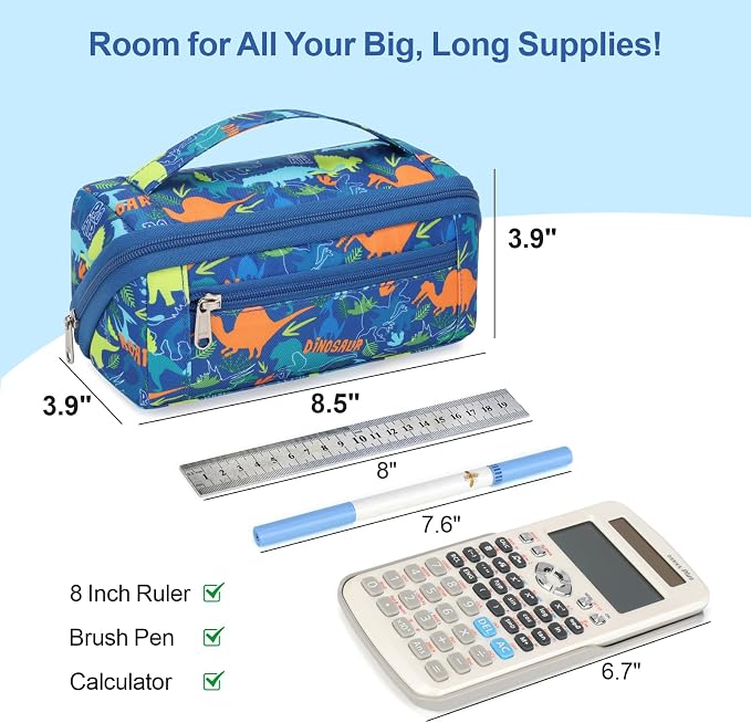 Large Pencil Case for Boys, Durable Pencil Pouch for School, Wide Opening Soft - Image 3