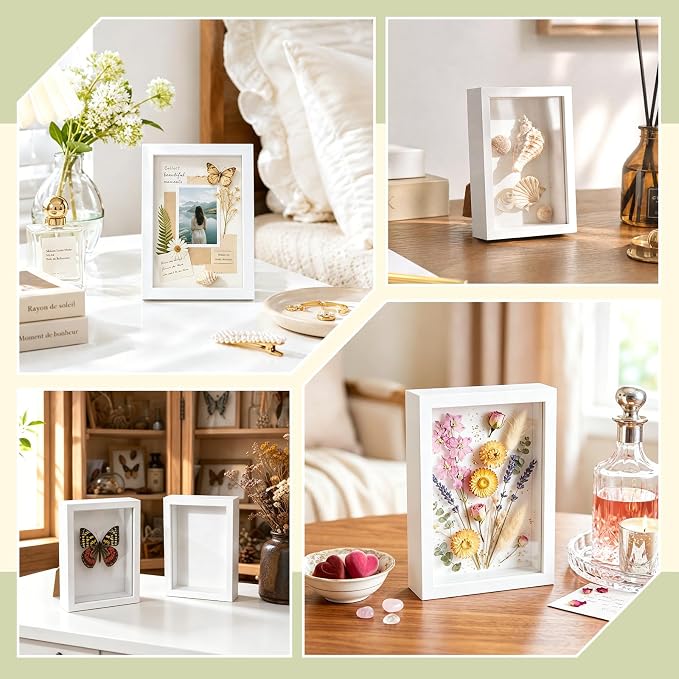 VOKOY 4 Pack 5" x 7" Shadow Box Frame, Small Wood Hollow Picture Frame - Image 4