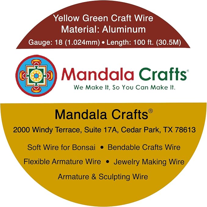 Mandala Crafts 18 Gauge Yellow Green Anodized Aluminum Craft Wire, 100 FT | - Image 3