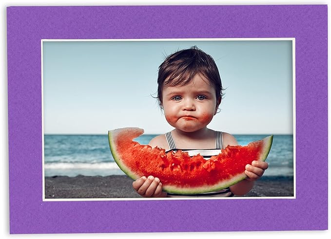 11x14 Mat for 8.5x11 Photo - Precut Purple Picture Matboard for Frames Measuring 11 x 14 Inches - Bevel Cut Matte to Display Art 8.5 x 11 Inches - Acid Free ONE MAT with Backing Board & Clear Bag