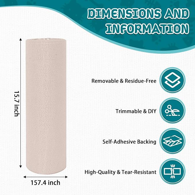Climbing Cat Scratcher Mat Trimmable Cat Scratching Post Carpet 157.4’’x15.8’’ - Image 2