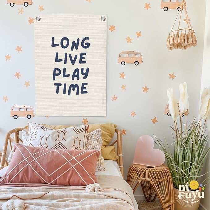Play Room Wall Decor,Long Live Boyhood Linen Canvas Banner,Playroom Decor Wall Hanging Banner Flag Decor for Toddler Boy Kids Room Nursery Playroom Bedroom 18x25 Inch