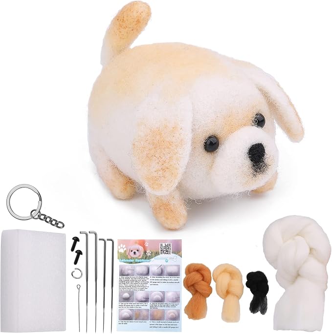 QMNNMA Needle Felting Kit for Beginners, Labrador Wool Felting Kit | Needle by Qmnnma