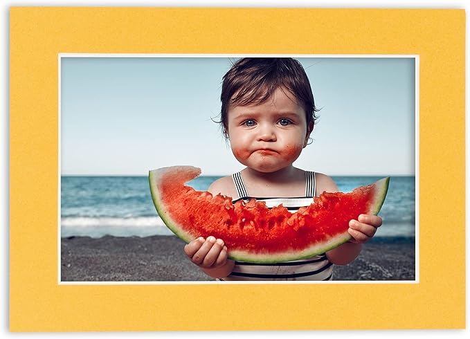 11x14 Mat Bevel Cut for 8.5x11 Photos - Acid Free Topaz Orange Precut Matboard With Backing Board and Crystal Clear, Self Seal Photo Mat Bag - For Pictures, Photos, Framing - 4-ply Thickness