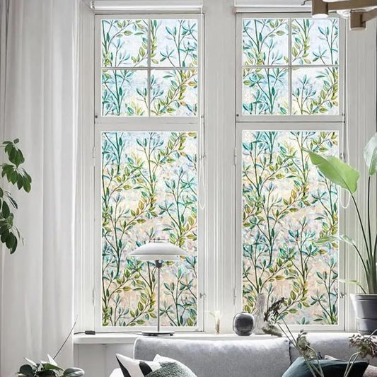 Finnez Window Privacy Film 3D Static Cling Window Film, No Glue Heat Control & 96% UV Blocking for Home Office, Decorative Frosted Glass Cover 11.8 Inch x 13.1 Feet