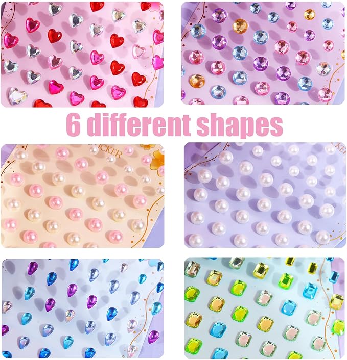 Gem Stickers for Kids Shiny Self Adhesive Stick On Rhinestones Jewel Diamond - Image 2