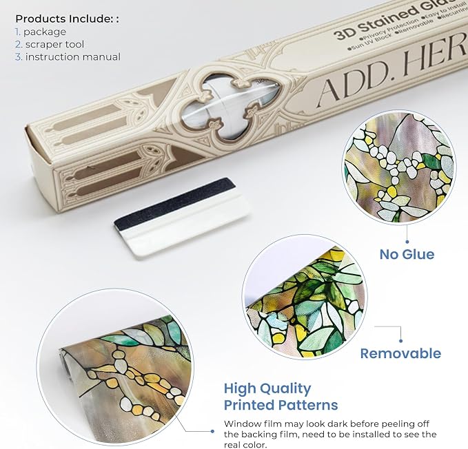3D Stained Glass Window Film, Decorative Window Privacy Film - Image 7