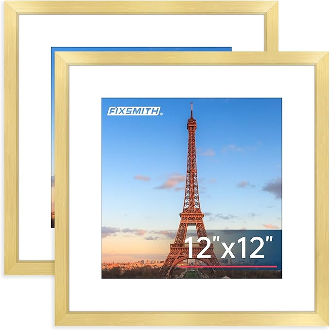 FIXSMITH 12x12 Picture Frame Gold Set of 2, Photo Frame by FIXSMITH