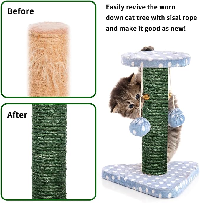 Green Sisal Rope 1/4 Inch by 98-Feet - Image 2
