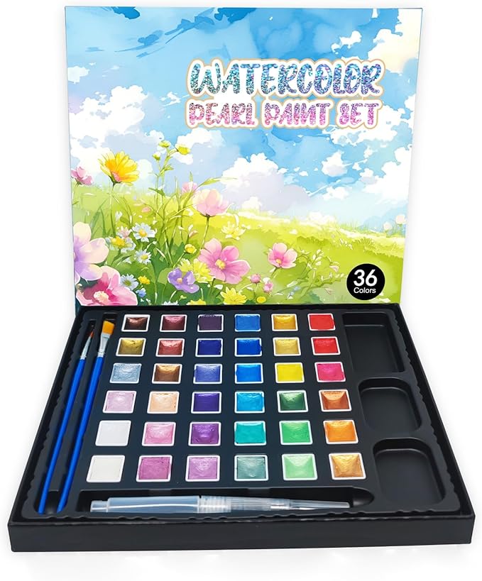 2ml Large Capacity Metallic Watercolor Paint Set, 36/60/84 Color Metallic/Pearlescent/Glitter/Color Shifting/Shimmer Water Color Paint for Adult Kids with 2 Paintbrushes