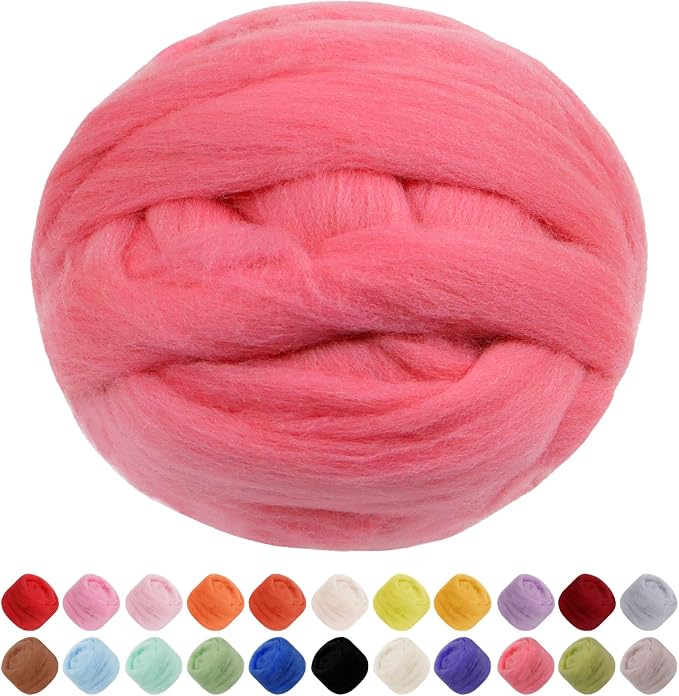 JeogYong Needle Felting Wool, 17.64oz Wool Roving Chunky Wool Yarn, Watermelon by JeogYong