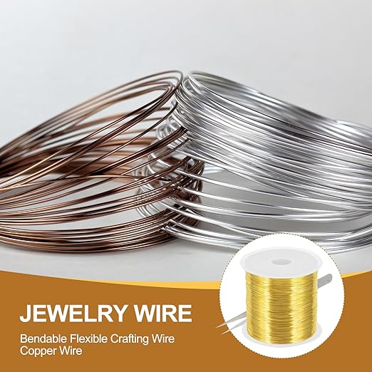 PATIKIL 28 Guage/ 0.3 mm 328 Feet Jewelry Craft Wire, 2 Pcs Copper Beading Wire with Plier for Beading Jewelry Making Supplies Earrings Bracelets Accessories Sculptures, Gold