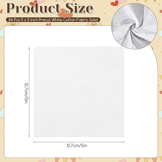 84 Pack 5-inch Cotton Fabric Squares, 5″ Precut Cotton Fabric Squares, Solids - Image 2