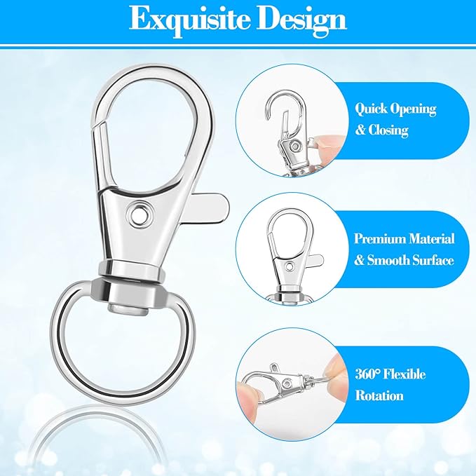 Anezus 100Pcs Key Chain Clip Hooks Swivel Lanyard Snap Hook Keychain Hooks - Image 3