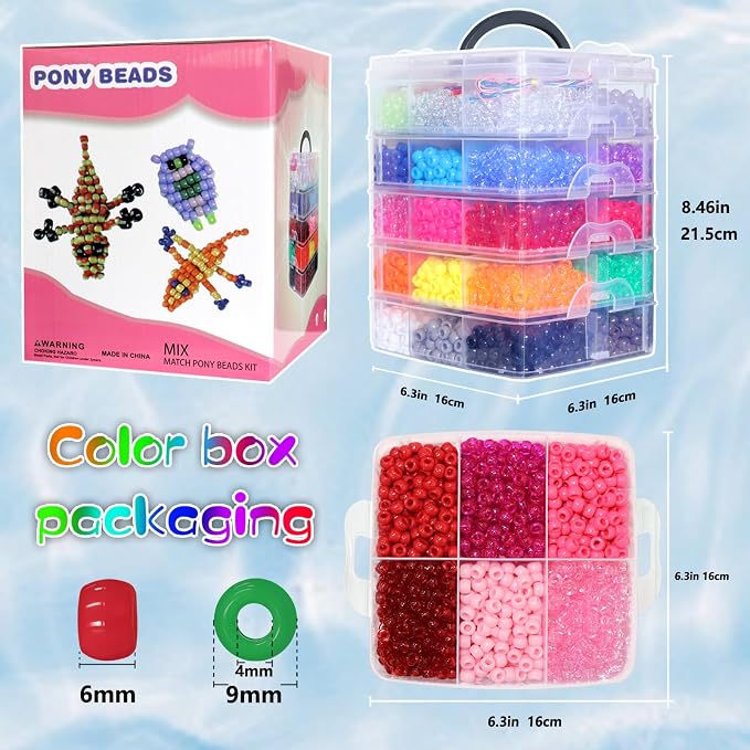 5800Pcs Glow in The Dark Pony Beads Bulk, 30 Colors Rainbow Kandi Bead - Image 5